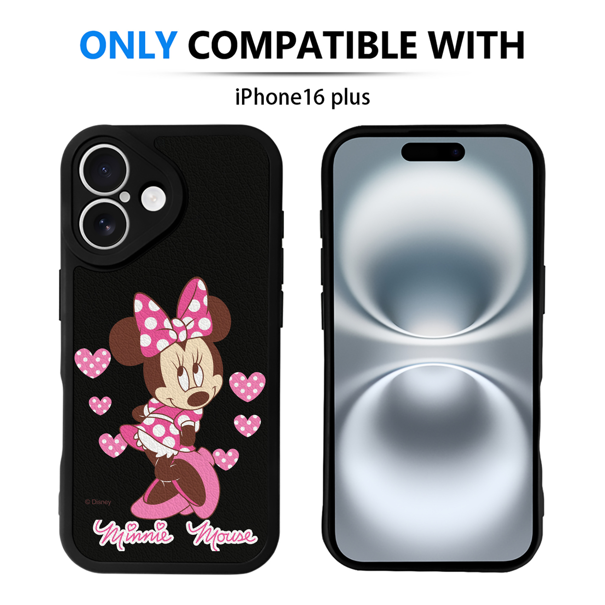 （画像用） ミッキーマウス Mickey Mouse 【iPhone 16シリーズ対応】シリコンスマホケース（レザー調） 材質：シリコン
